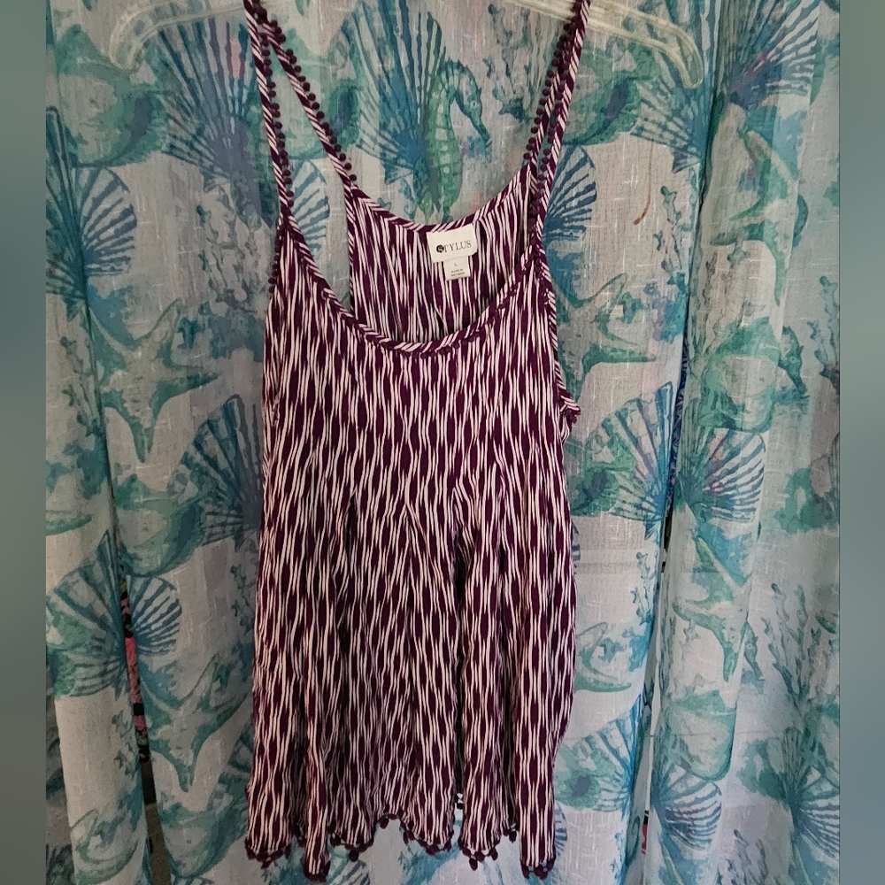 Purple and white spaghetti strap top